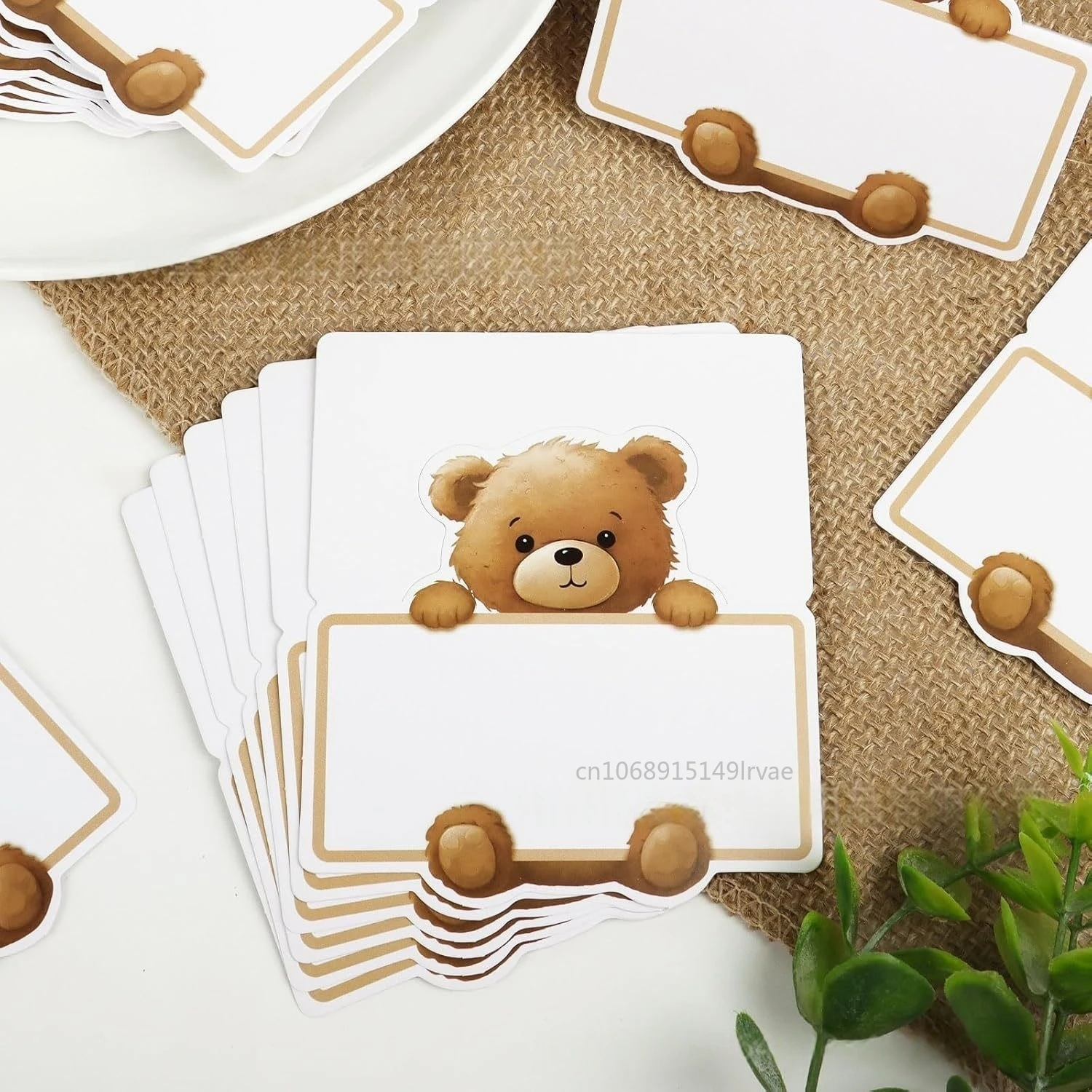 100-10PCS Cute Bear Printed Number Card Name Place Cards Tabletop Card Birthday Party Supplies Greeting Card Baby Shower