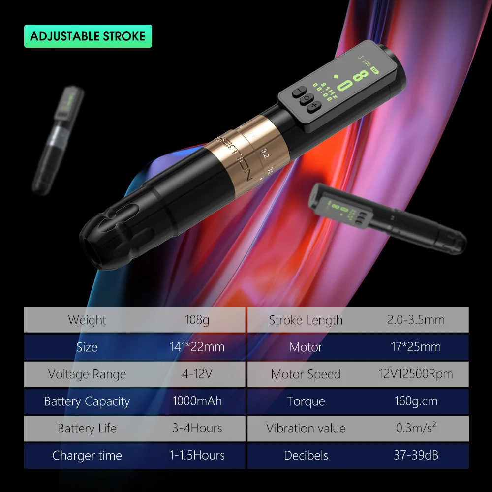 Tattoo Supplies Tattoo Pen 2.0mm-3.5mm Rotary Permanent Makeup adjustable stroke Coreless Motor