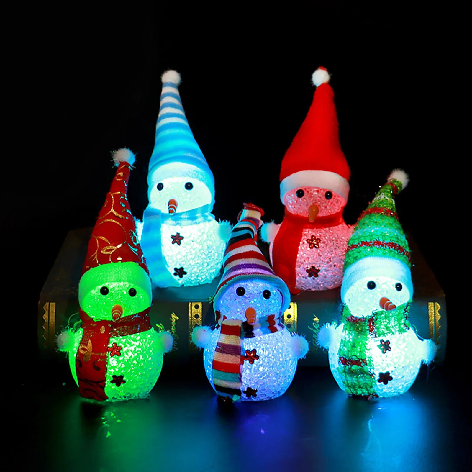 

Burping h Glowing Christmas Snowman Toy Glowing Colorful Crystal Snowman Rice Grain Christmas Snowman Doll Kinds Toy