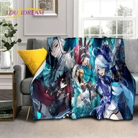 3D Cute Genshin Impact Cartoon Game Soft Flannel Blanket for Beds Bedroom Sofa Picnic,Throw Blanket for Outdoor Leisure Nap Gift 1