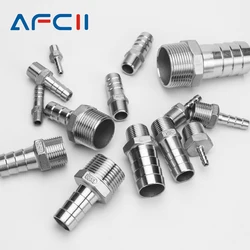 Hose Barb Connector 304 Stainless Steel 1/8" 1/4" 3/8" 1/2"BSP Male Thread Pipe Fitting Barb Hose Pagoda Coupling Tail Connector