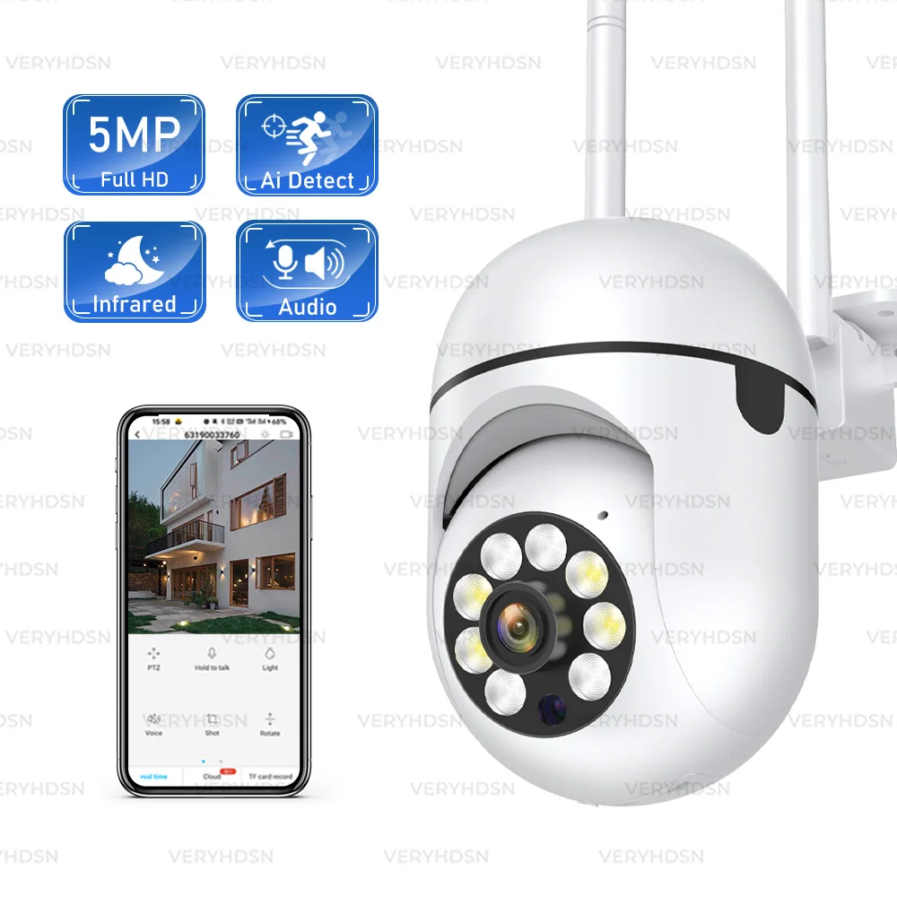 Wifi Camera 1PCS 3MP IP Outdoor 4X Digital Zoom Wireless Security Monitor Night Vision AI Smart Tracking Surveillance