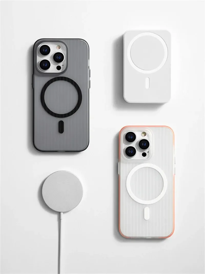 Corrugated Pattern Non-Slip Matte Hard Cover with MagSafe Wireless Charging Compatibility