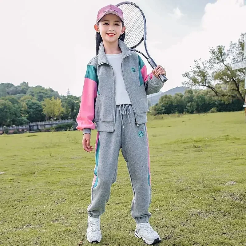 

Girl Outfit 2Pcs Set 2024 Spring Autumn Student Casual Sport Suits Cardigan Jacket+Pants Boutique Teenager Girls Kids Clothes