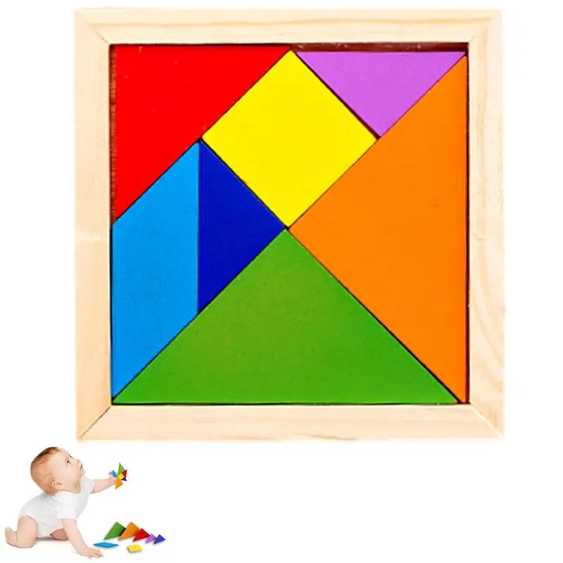 

Головоломка Tangram для строительных блоков, Геометрическая головоломка Tangram, Красочные Образовательные Подарки Tangram для детей в возрасте