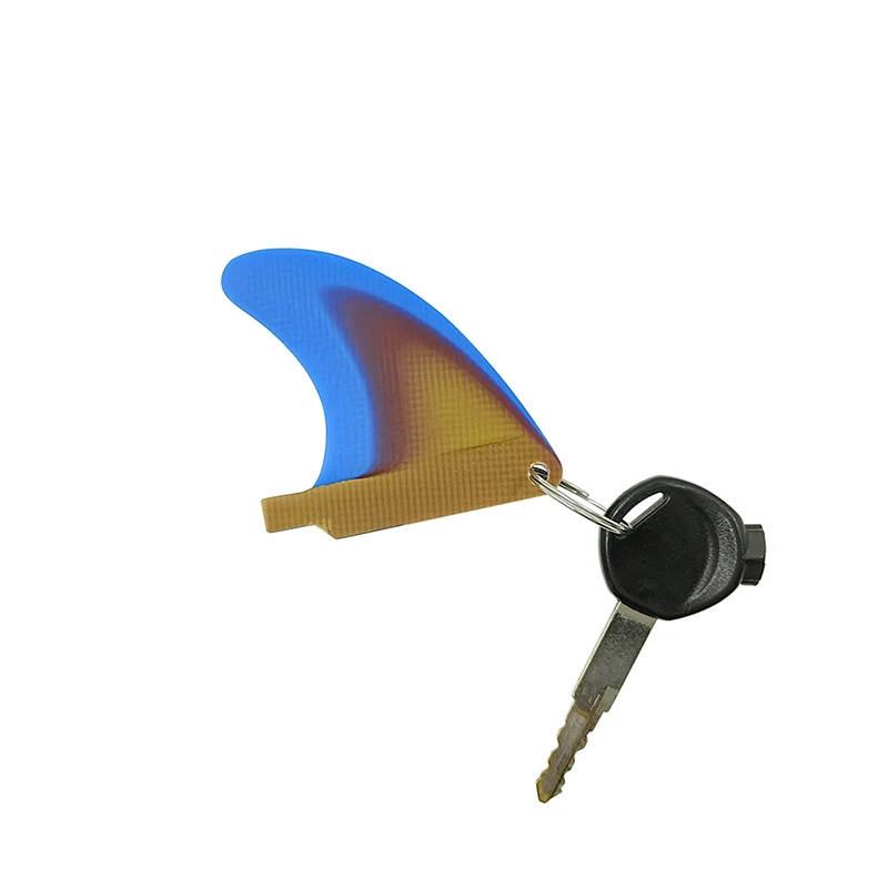 Mini Surfboard Fin Keychain Set-5pcs Or 10pcs Fiberglass Blue-Orange Gradient Surfing Gift for Divers