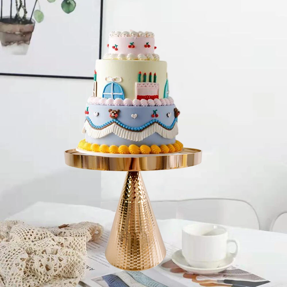 1Pcs Gold Cake Stand Round Cake Stand Mirror Dessert Table Display Set for Wedding Event Birthday Party Dessert Table