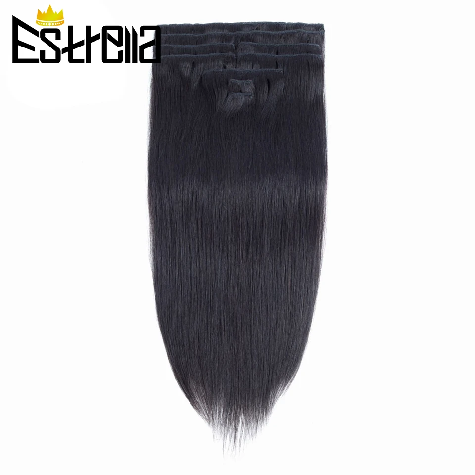 Brazilian Straight Remy Hair Clip In Hair Extensions Human Hair 9Pieces/Set Full Head For Black Women 8-26 Inches Free Shipping