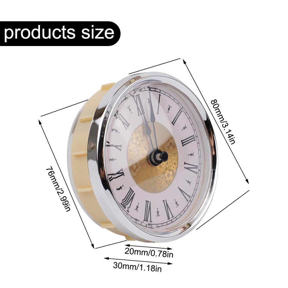Clock Movement Mechanism 80MM Quartz Clock Movement Mechanism Replacement Inserts Roman Arabic Numerals DIY Parts Classic Clock Crafts Home Decor