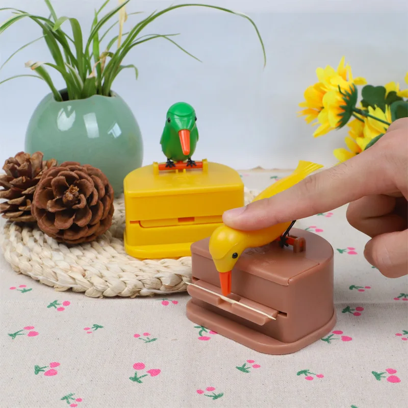 Description Picture 2 of itemCreative Toothpick Holder Cartoon Small Bird Toothpick Container Press Toothpick Dispenser Storage Box Automatic Kitchen