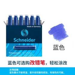 Schneider Vibrant Fountain Pen Ink Cartridges - 15 Color Set, International Standard Size (6Pcs  Blue 6603)