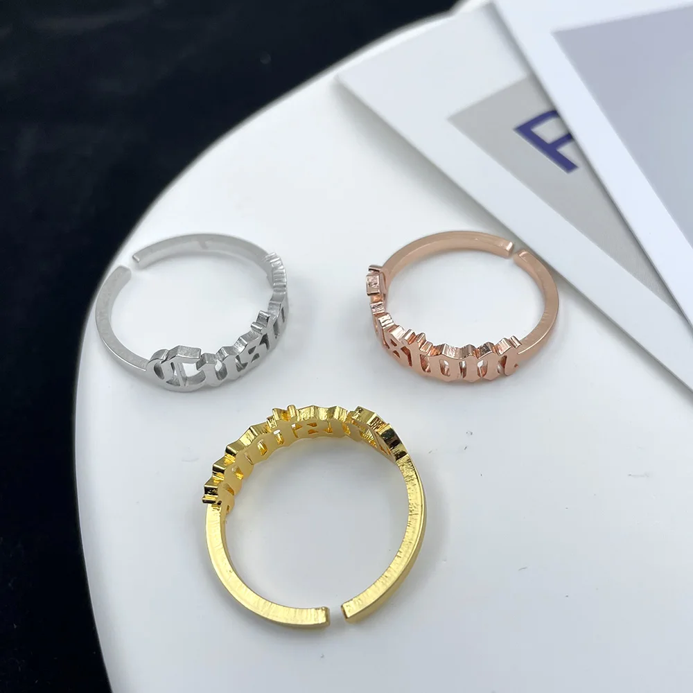 Customized Name Women Fashion Trend Rings New Personalized Stainless Steel Adjustable Men Rings Jewelry Marry Memorial Day Gift lanvin marry me