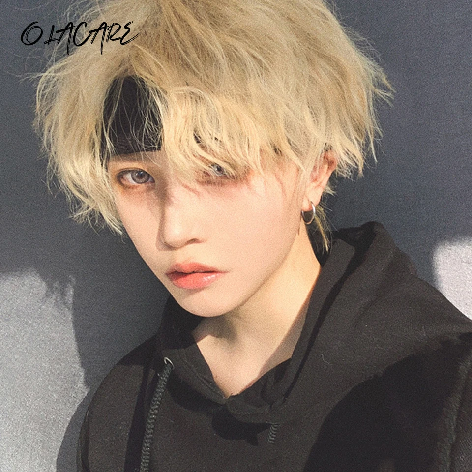 Synthetic Short Wig Black Blonde for Women and Men