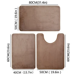 Luxurious Three-Piece Absorbent Bath Mat Set - Non-Slip, Soft, and Comfortable for Bathroom and Laundry Room Floors (Coffee)