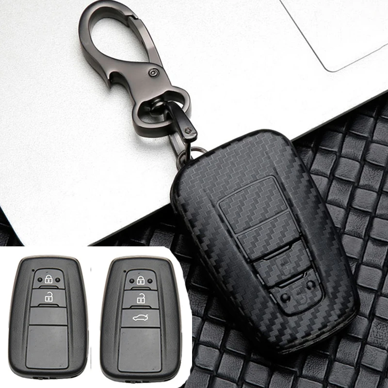 PANPHEN Portachiavi Auto In TPU Per Toyota | Custodia Silicone Antigraffio Per CHR RAV4 Camry Corolla Prado Prius 2016-2020 (2 Pulsanti, Nero)