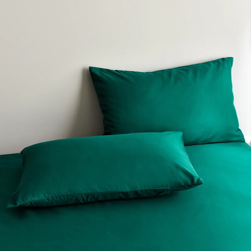Bed Linen Bedding set Washed Cotton Four-Piece Bed Sheets Set Solid Color Green Simple Bed Quilt Cover Comforter Cover Duvet 5