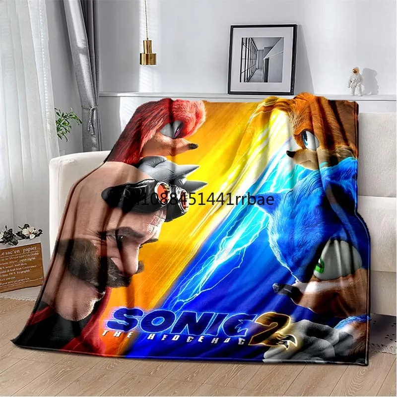 The SS-Sonic Cartoon Priend Blanket Soft Warm Throw Bedroom Decor Napping Couch Sofa Bed Chair Cover for Boys Girls 5