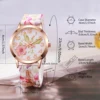 5PCs/Set Women's Silicone Printed Watch Fashion Casual Personalized With Floral Dial Classic Trendy Quartz Watch Combination Set 6