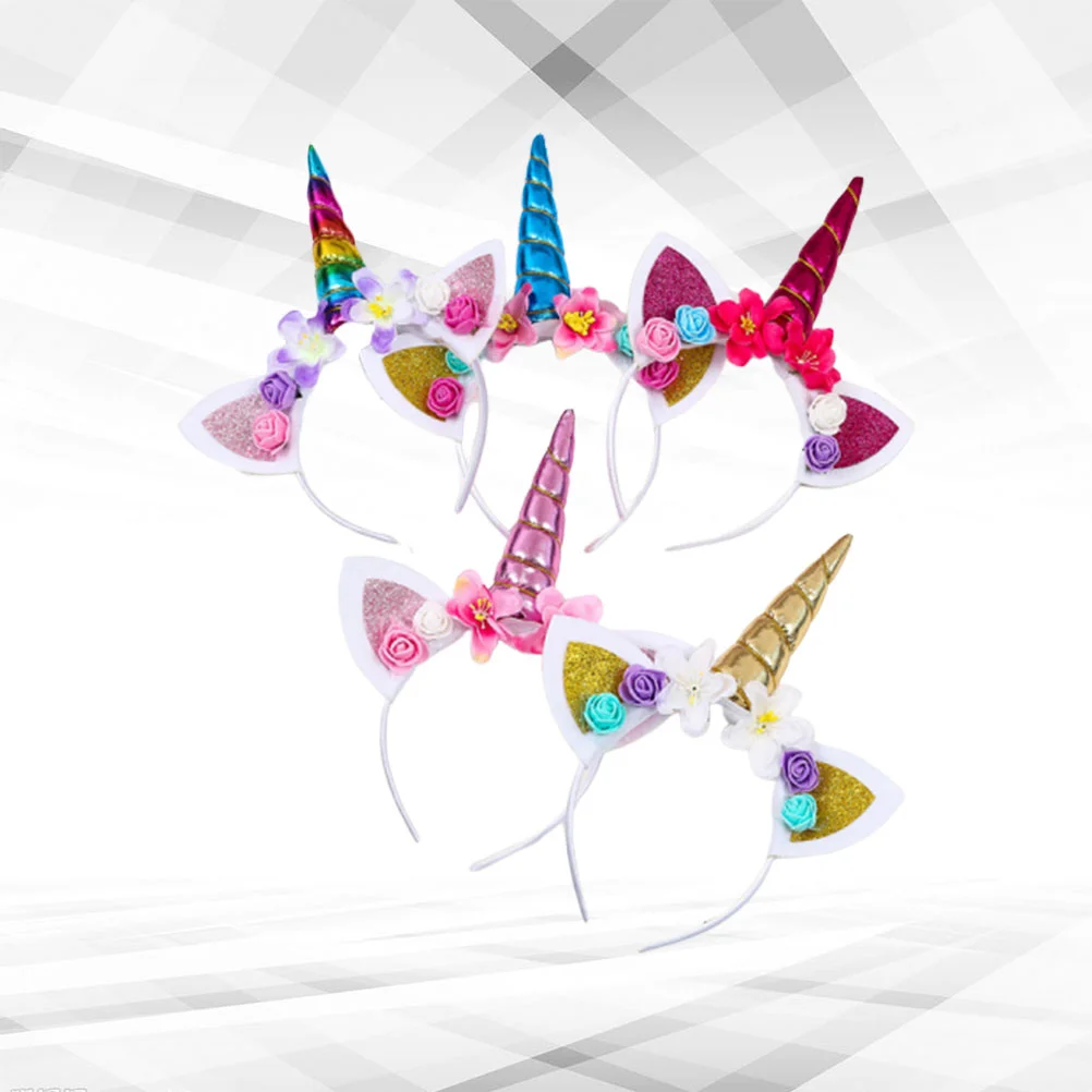 5 Pcs Hair Band Accessories for Kids Flower Headwrap Halloween Headband Bow Headdress Unicorn Hoops Child 4