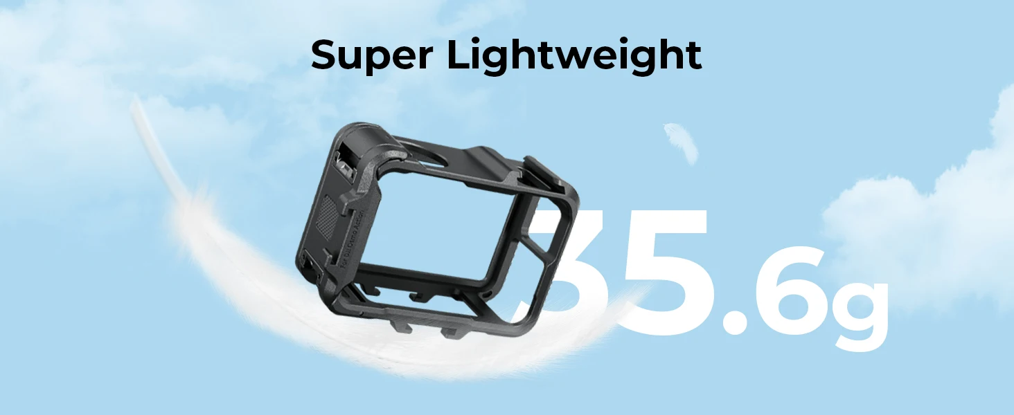 Cage for DJI OSMO Action 5 Pro / 4 / 3, Camera Case w Cold Shoe & Side Quick Rel
