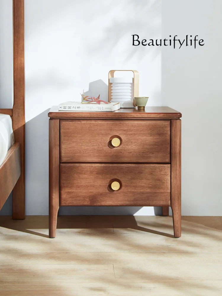 

New Chinese Style Solid Wood Bedside Table Modern Minimalist Locker Retro Bedroom Bedside Storage Cabinet
