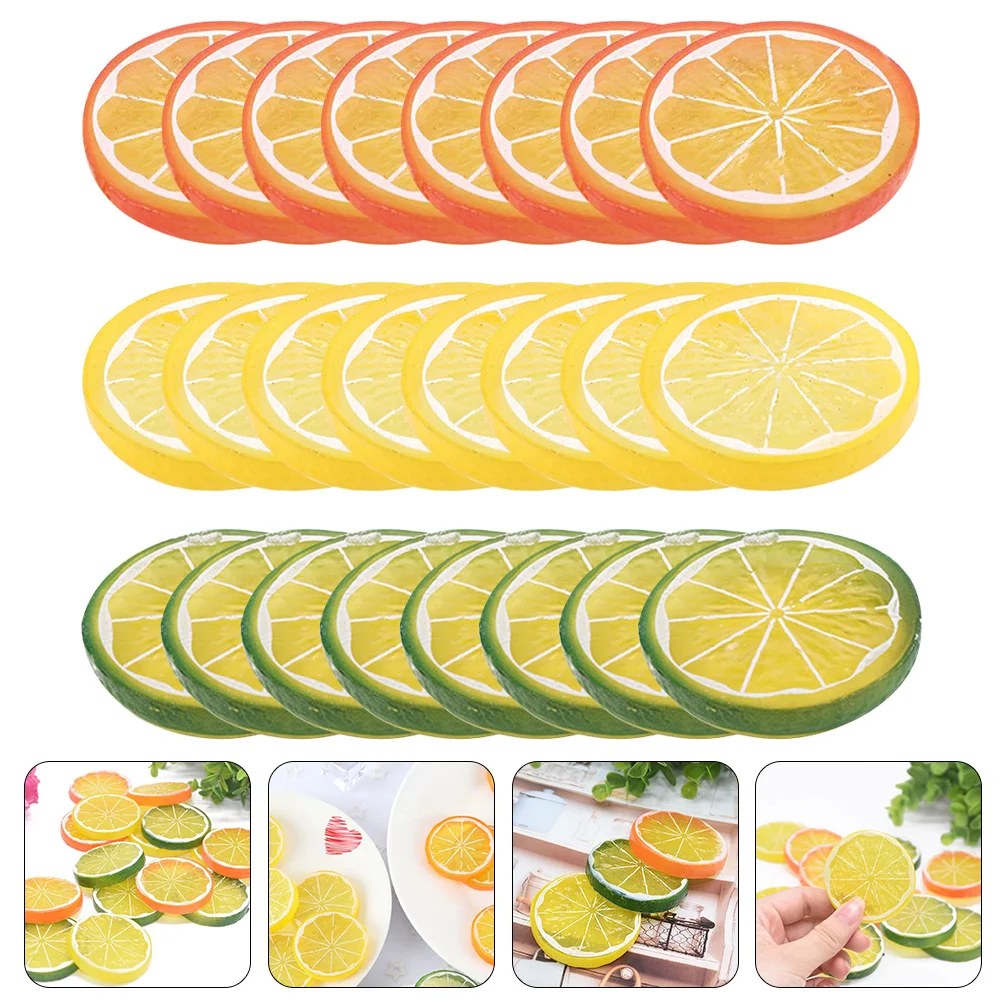 

24 Pcs Imitation Lemon Slice Simulation Lime Kitchen Pretend Decors Fake Fruit Model Table Centerpieces Lemons Slices