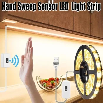 USB 모션 LED 백라이트 TV 주방 LED 스트립, 핸드 스위프, 온 오프 센서, 라이트 다이오드 조명, 양면 램프, 5M DC 5V
