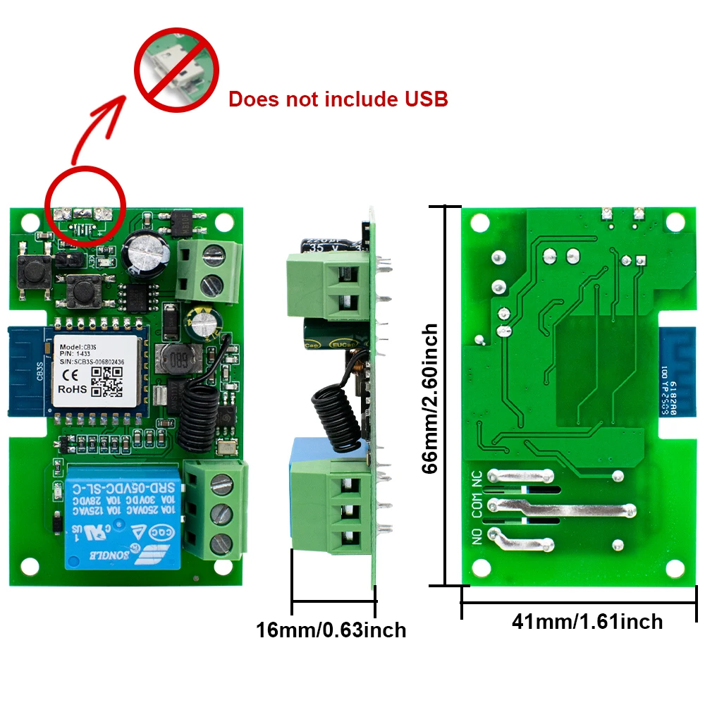 Smart WiFi Garage Door Access Switch with RF Remote and Pulse Relay Module