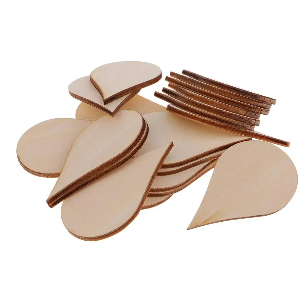 2x Natural Wood Drop Shapes Crafts DIY Wooden Embellishment 20pcs 60x35mm