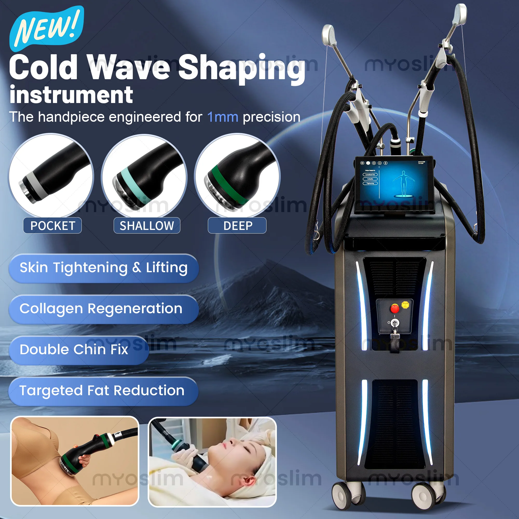 Máquina Onda Coolwave para Lifting Facial No Quirúrgico y Moldeamiento Corporal, Sistema Antienvejecimiento y Reafirmante de la Piel para Salón y Hogar