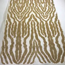 

African George Luxury Design Nigerian Net Champagne Lace Fabric with Full Beads Mesh Tulle for Sewing Women Party Dresses Latest