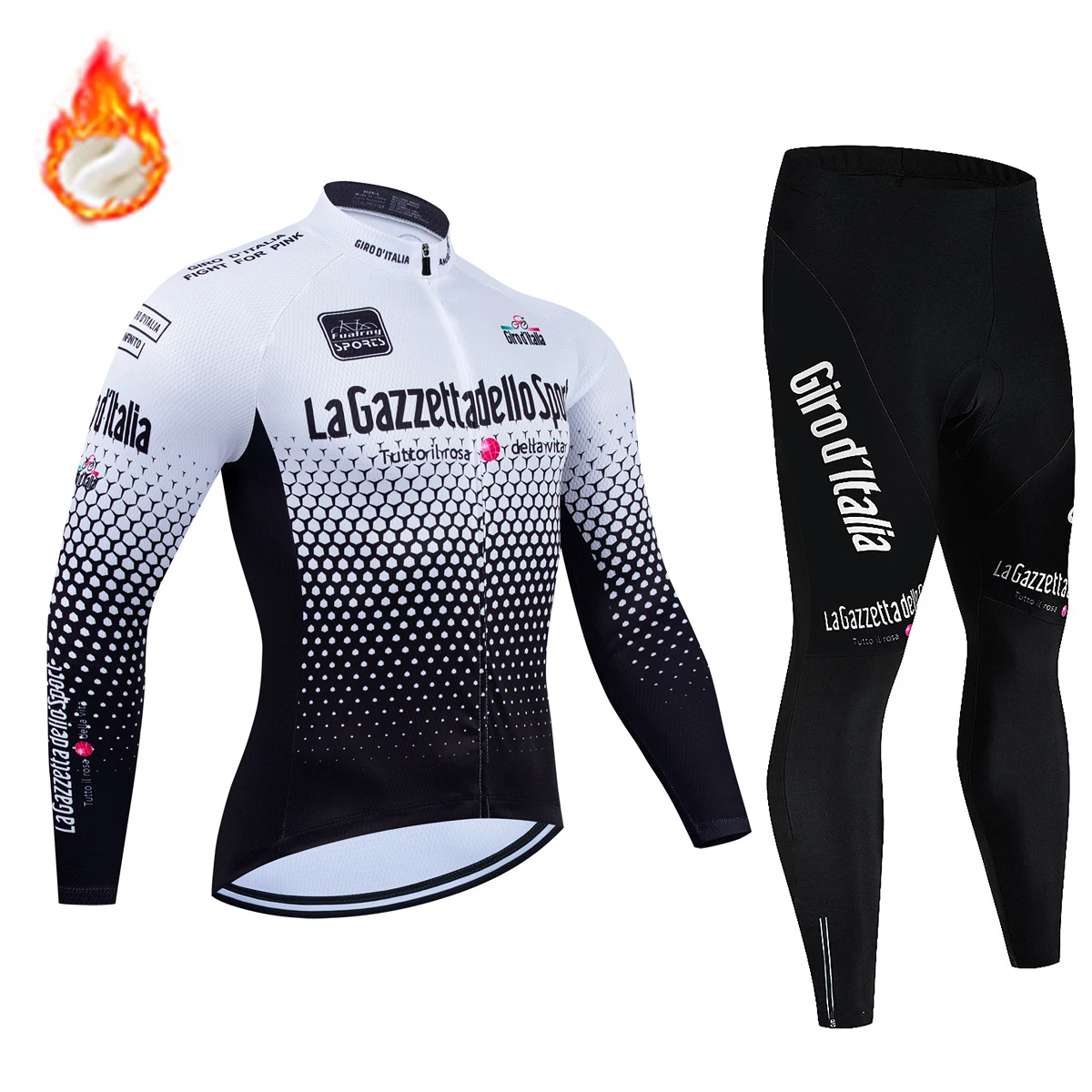 Men's Winter Thermal Fleece Cycling Jersey Sets Long Sleeve Bicycle Clothing MTB Bike Wear Tour De Italy Cycling Suit