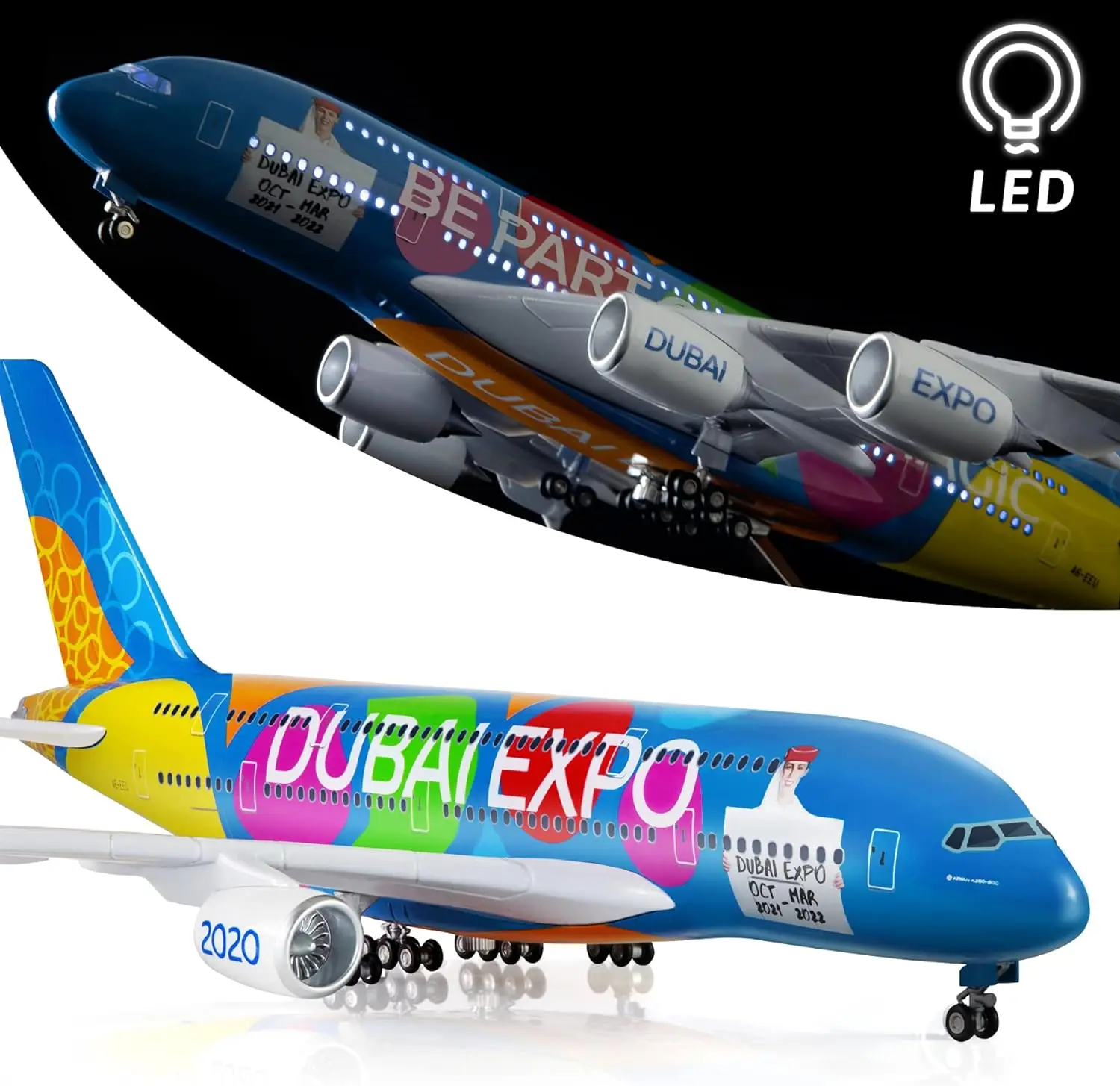 エアバス A380 シンガポール航空1/160 航空機模型 LEDライト付き