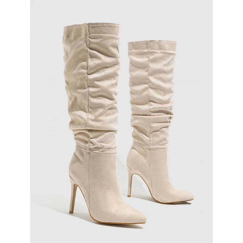 

Fashion Women Knee Length Boots Sexy Pointed Toe Long Boots Spring Autumn Shoes Customerized Plus Size 46 #OO03