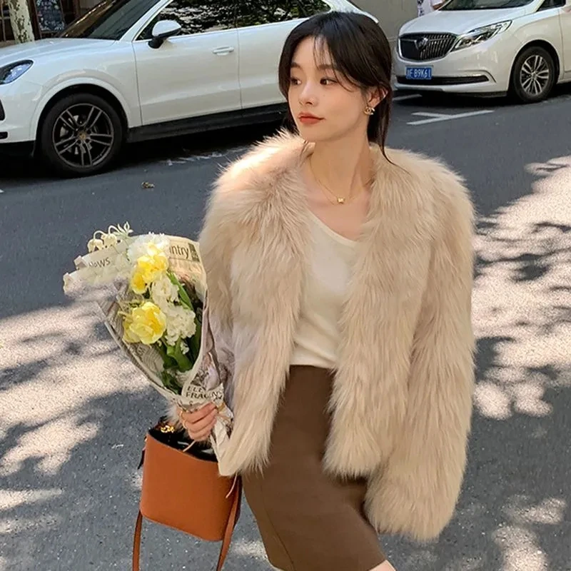 2025 New Winter Womens Faux Fur Coat Fashion Casual