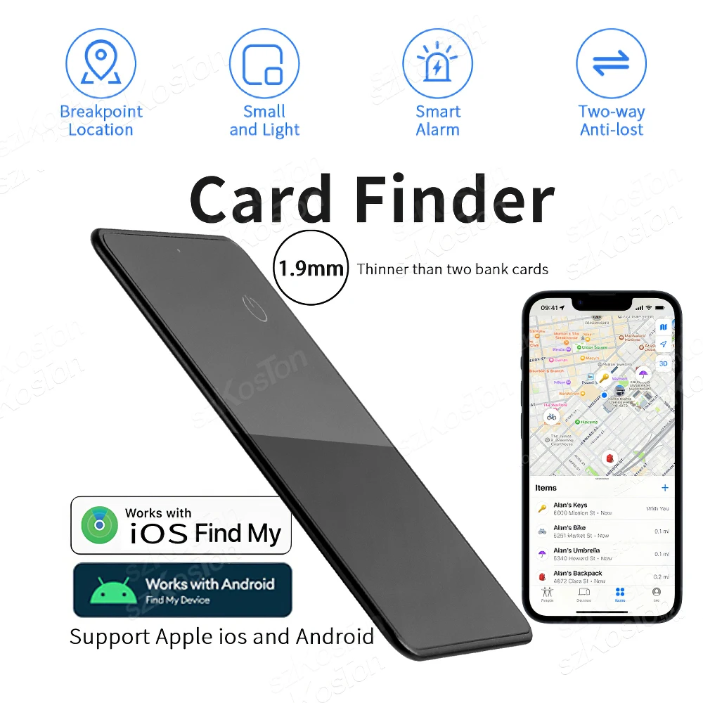 Wireless Charging Tracking Location Tracker Card Wallet Key Tracker Mini GPS Globle Position Locator Work with Apple Find My App