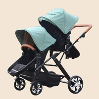 NOUVEAU Poussette Double pliable légère Nouveau chariot bébé 2 en 1 landau avec siège auto Poussette bébé pour deux enfants 1