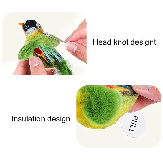 Smart Cat Chirping Bird Toy - Auto Sound Activation, Chew-Resistant Feathers & Catnip Attraction, Dual Play Modes for Interactiv 5