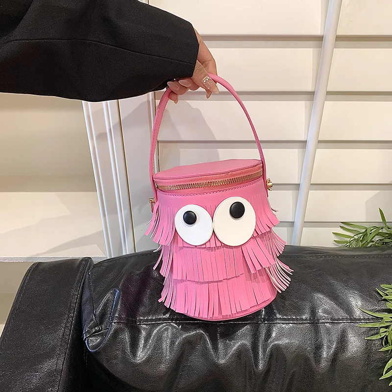 

Горячая Распродажа, Новинка лета 2024, Женская искусственная кожа, однотонная трендовая милая сумка-мешок с большими глазами, изысканная искусственная кожа