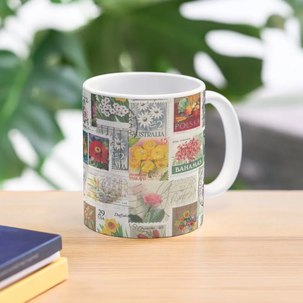 

Floral Stamp Collage Coffee Mug Large Cups Of Mixer Mug