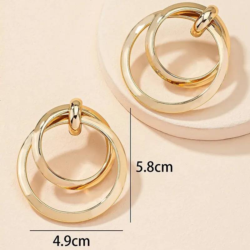 Hoop Earrings Gold Twisted Big Hoop Earrings For Women Night Club Party Girls Drop Earrings Geometric Statement