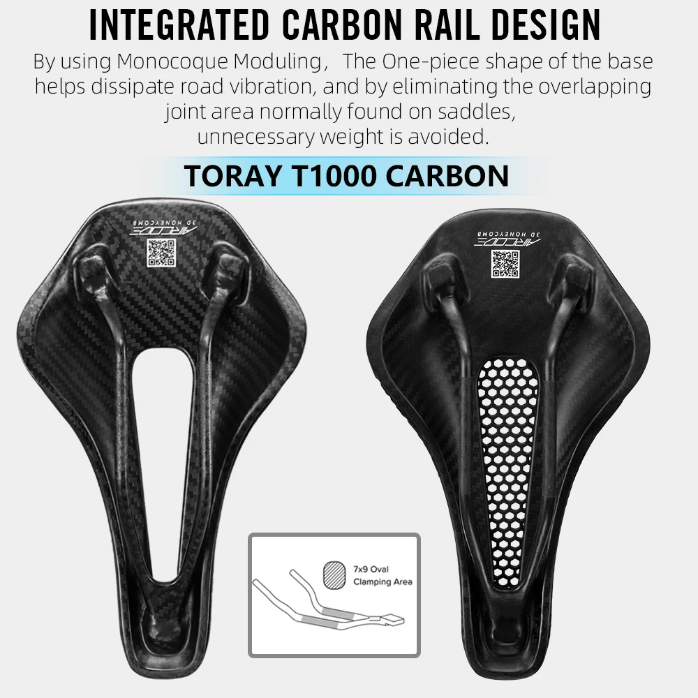 Bicycle Saddle RYET 3D Printed Bike Saddle Carbon Fiber Ultralight Hollow Comfortable Breathable MTB