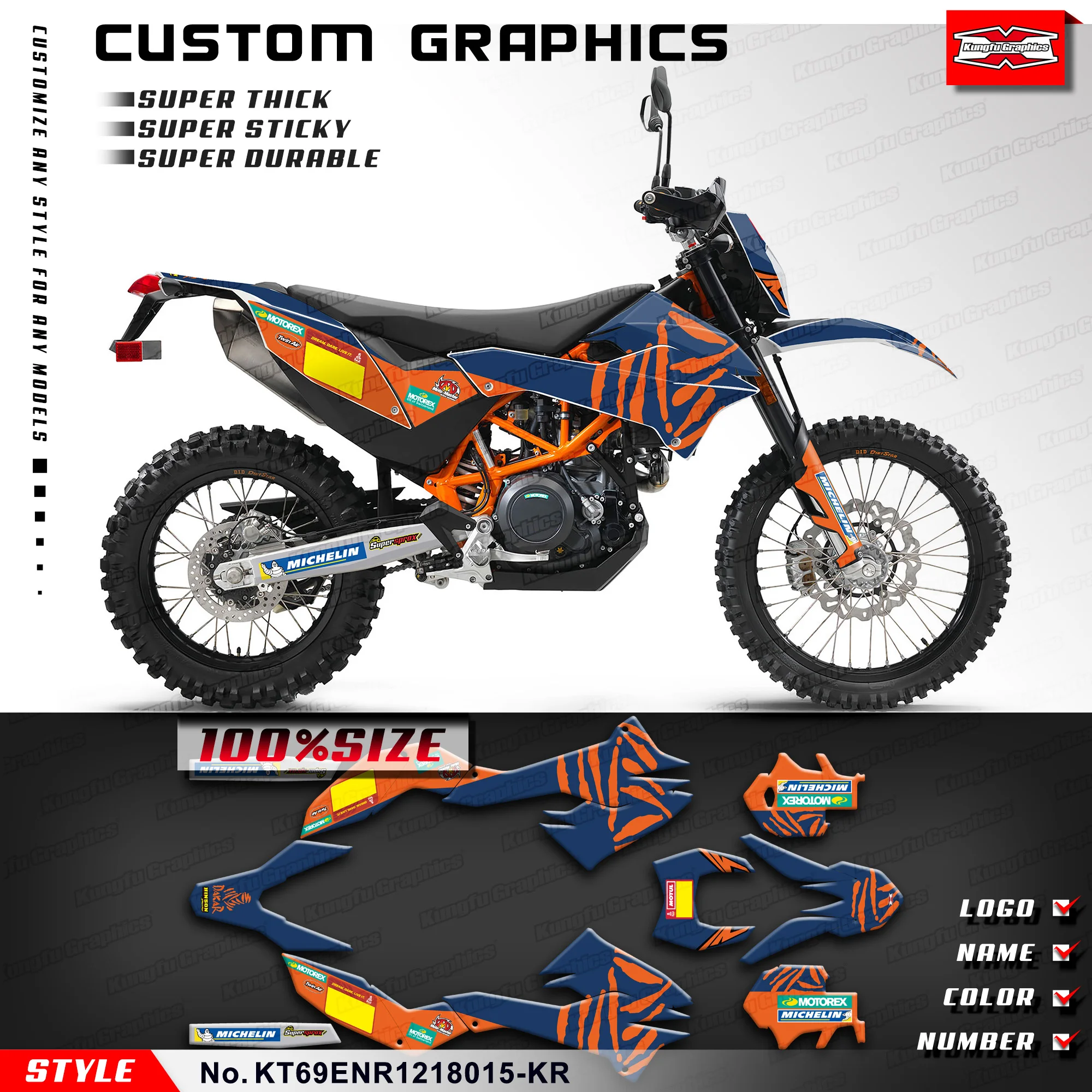 

KUNGFU GRAPHICS Race Bike MX Sticker Vinyl Decal Kit for KTM 690 SMC-R SMC Enduro R 2012 2013 2014 2015 2016 2017 2018