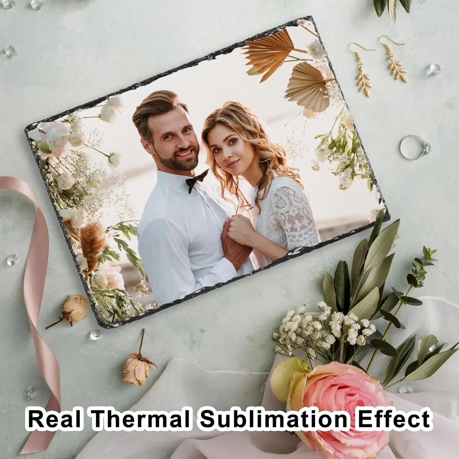1 Pc Personalized Sublimation Slate Blank Rectangular Heat Transfer Photo Frame Display Stand Heat Tape DIY Projects photo frame