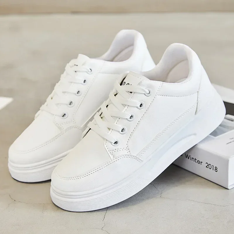White Shoes Women's Spring New Women's Tennis Shoesstudent Round Toe High Heels Women's Shoes Sports and Casual Shoes 2