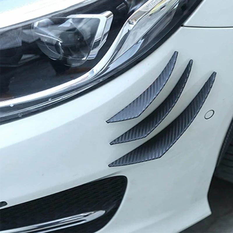 6pcs Universal Rubber Car Front Bumper Lip Protector Rear Diffuser Black Carbon Fiber Spoiler Splitter Wing Protection Guard