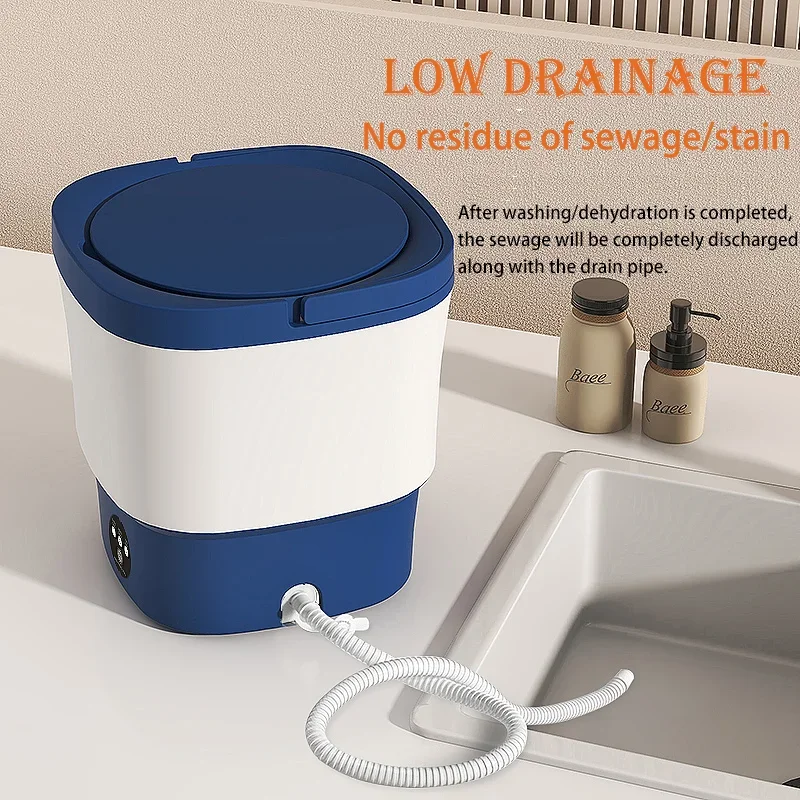 9l Mini Washing Machine With Spin Dryer Blue Light Antibacterial Underwear Sock Household Portable Automatic Washing Machine