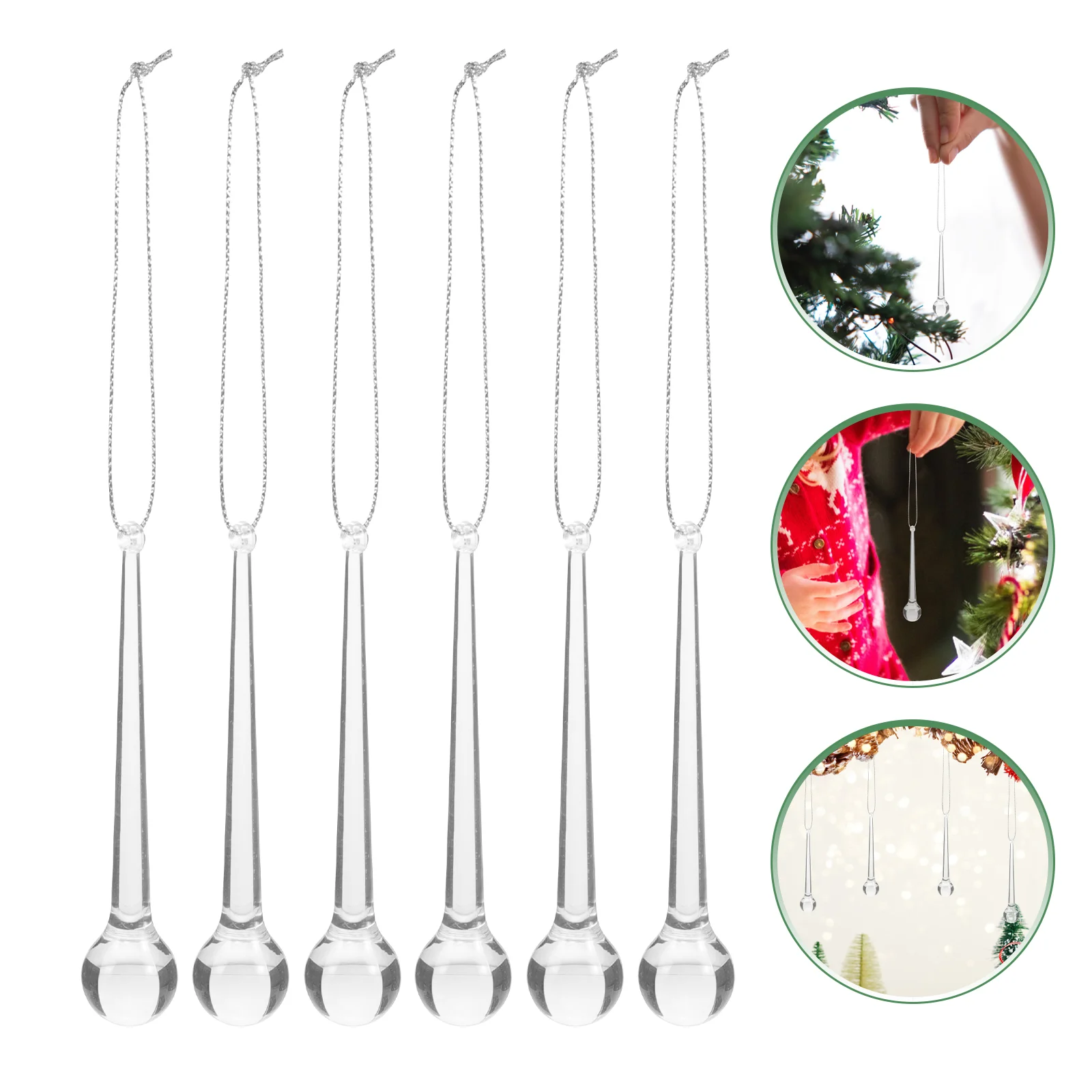 

6 Pcs Christmas Pendant Xmas Hanging Props Tree Ornament Decor Teardrop Supplies Pendants Acrylic Decorations Party