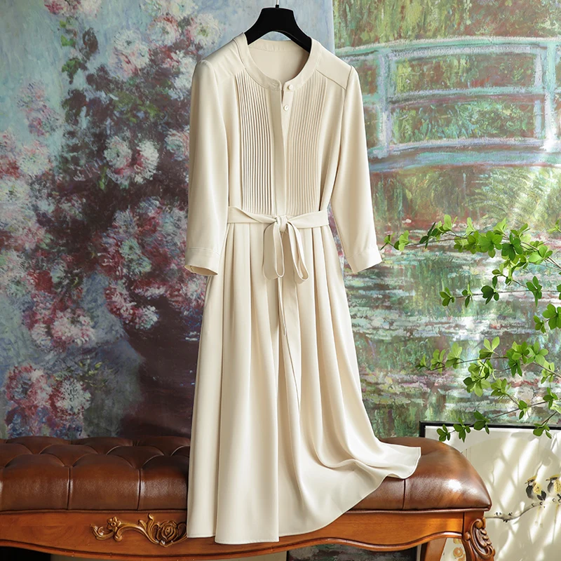 

Temperament Commuting Summer White Dress High Grade Sky Fabric Draping Luxury Formal Dress for Women Aesthetic Clothes