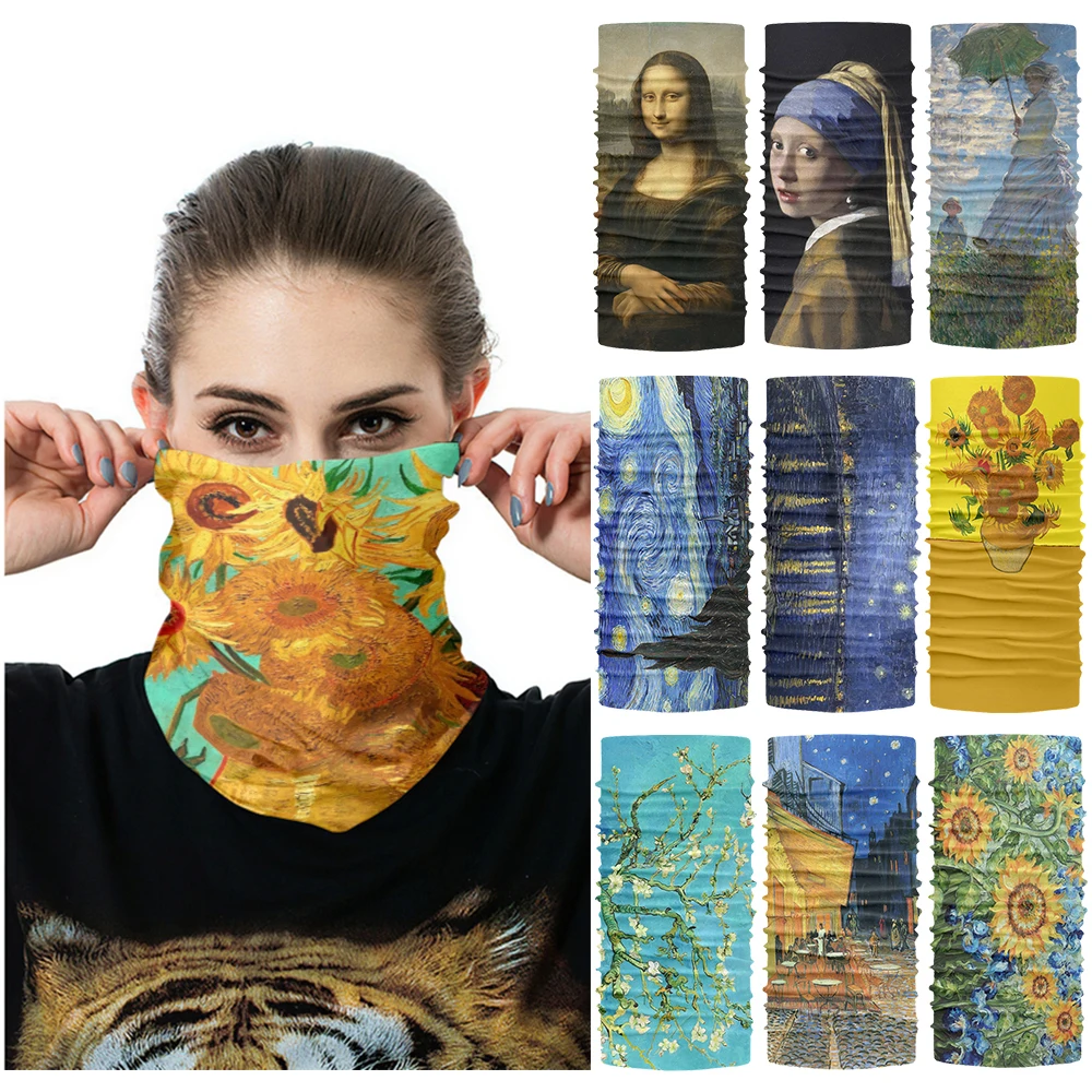 Van Gogh Oil Painting Cycling Balaclava Outdoor Fishing Sports High Elastic Seamless Bandana Face Shield Neck Buff Men Scarf